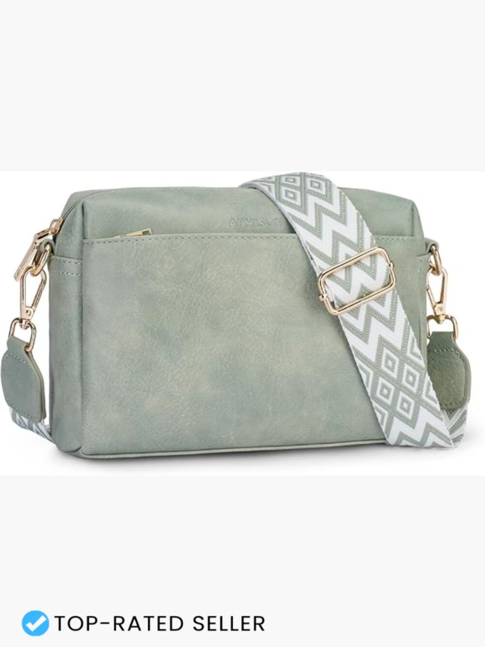 Small Vegan Leather Crossbody Bag Triple Zip Shoulder Handbag Adjustable Strap